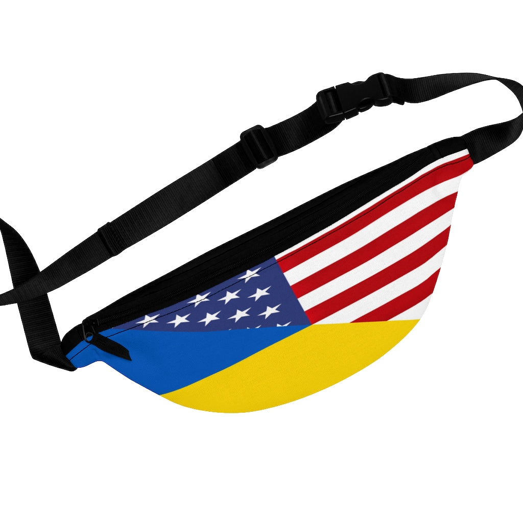 Ukraine America Flag Fanny Pack | USA Ukrainian American Belt Bag