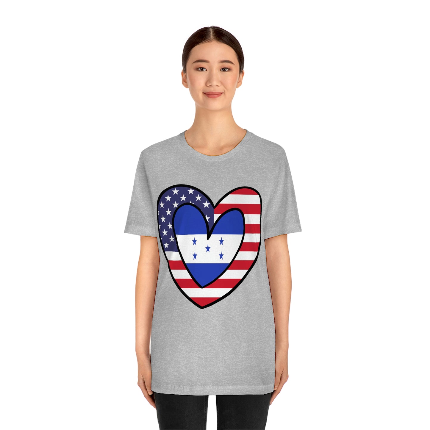 Honduran American Heart Valentines Day Gift Tee Shirt | Half Honduras USA Flag T-Shirt