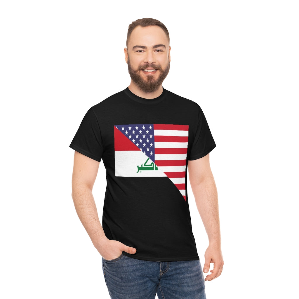 Iraq American Flag Tee Shirt | Unisex Iraqi USA Tshirt