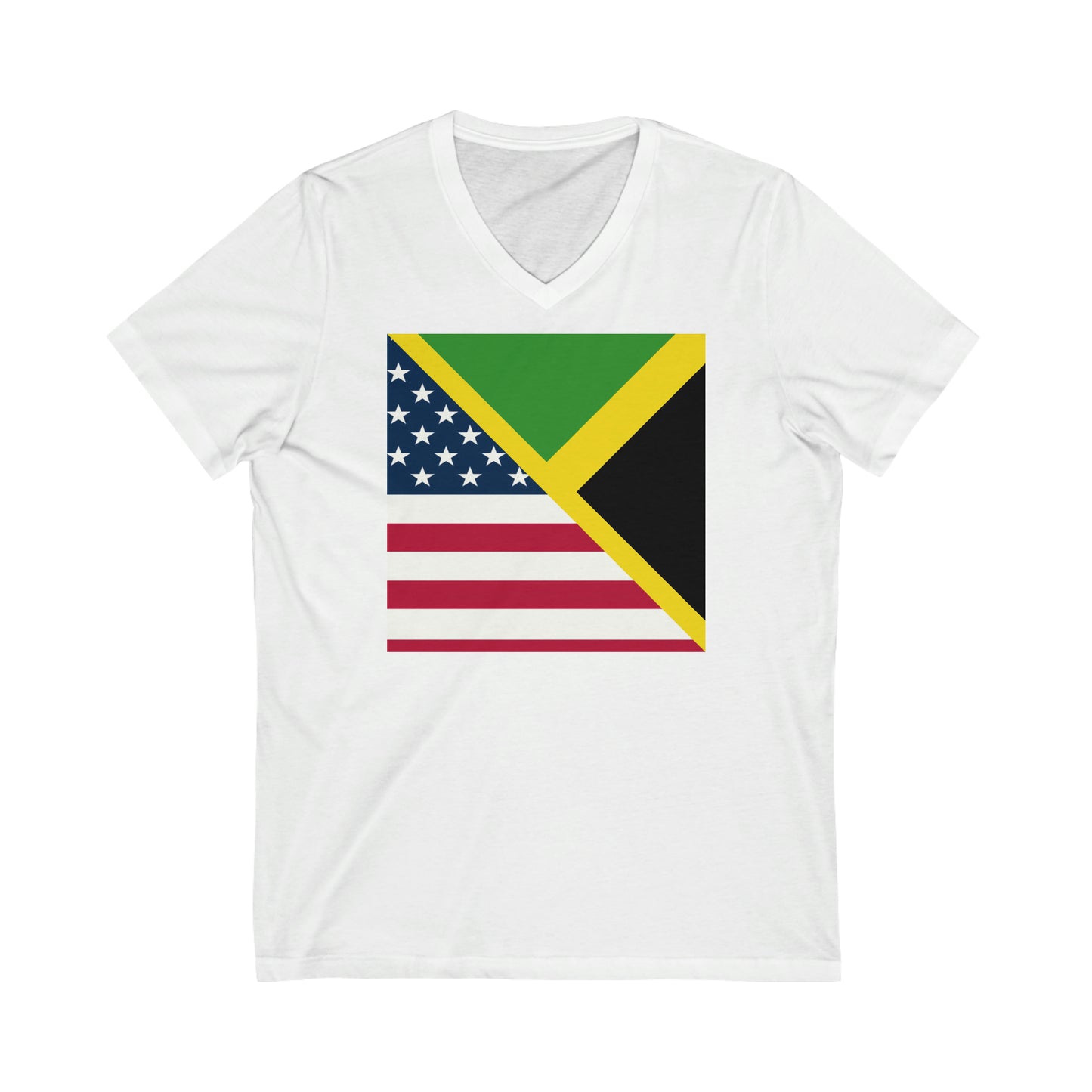 Jamaican American Flag | Jamaica United States V-Neck T-Shirt | Unisex Vee Shirt