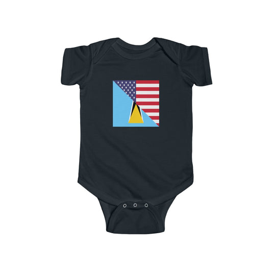 St Lucian American Flag Baby Bodysuit | Unisex St. Lucia USA Newborn Boy Girl