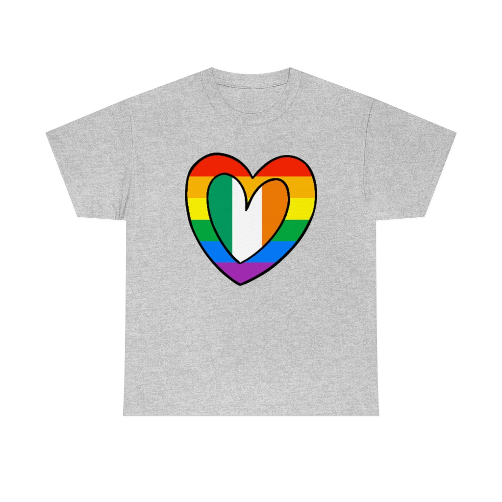 Irish Rainbow Flag Heart T-Shirt | Unisex Ireland Pride Month Tee