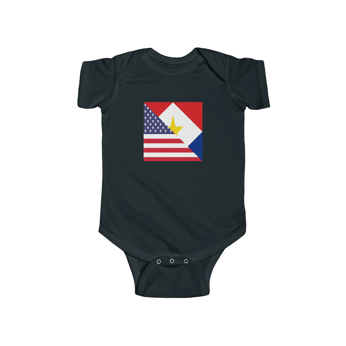 Saba American Flag Half Sabaean USA Baby Bodysuit | Newborn Boy Girl