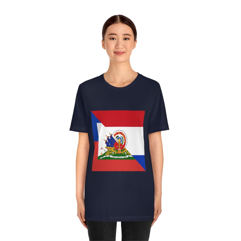 Half Haitian Paraguayan Flag Tee | Haiti Paraguay Men Women Shirt