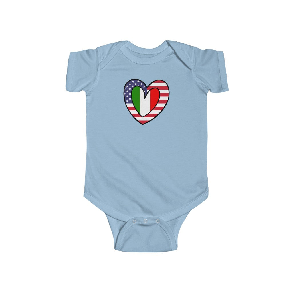 Baby American Italian Flag Inner Heart Bodysuit | Unisex USA Italy