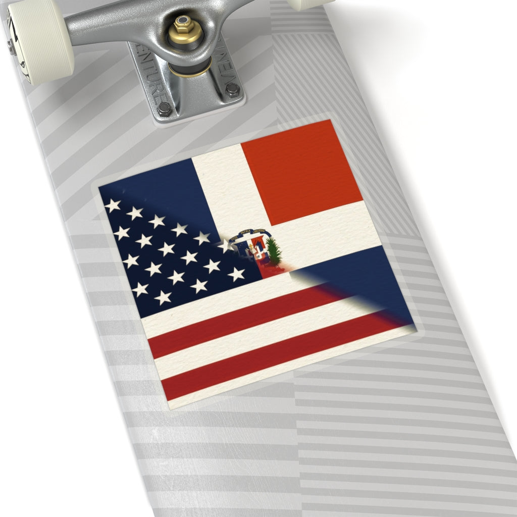 Half Dominican Republic American Flag Sticker