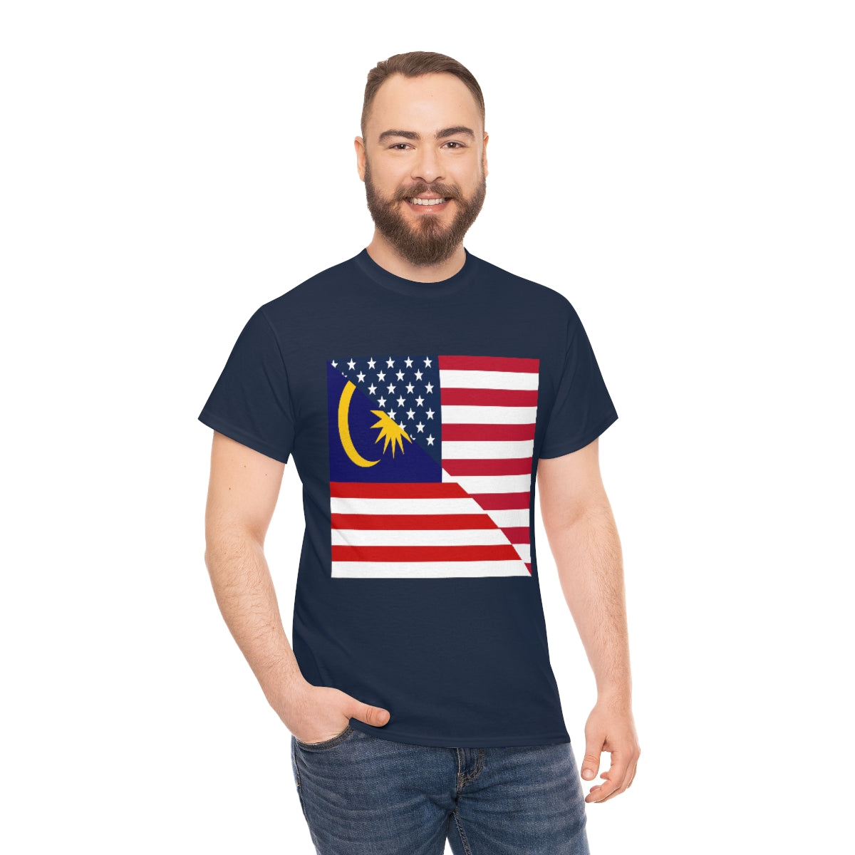 Malaysia American Flag Half Malaysian USA  T-Shirt | Unisex Tee Shirt