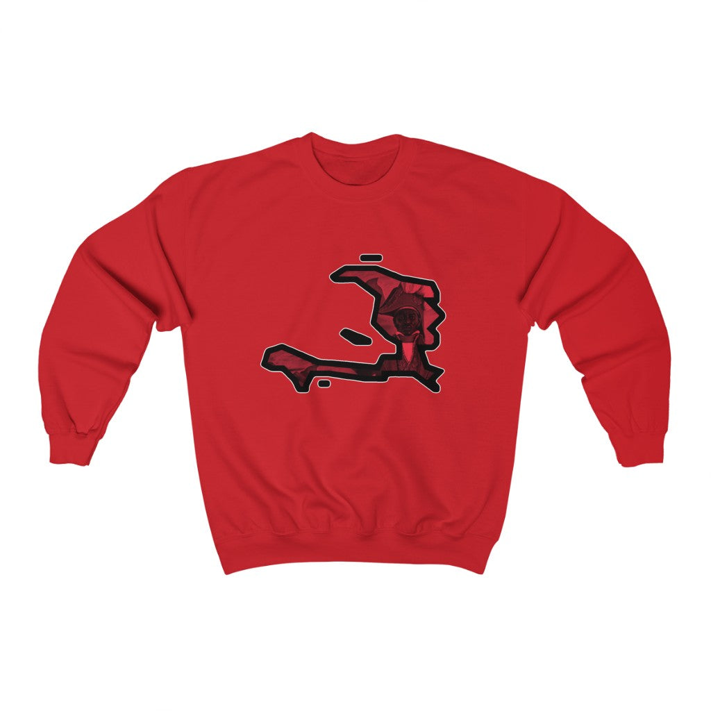 Red Dessalines Island Crewneck Sweatshirt | Haiti Ayiti Haitian Clothing