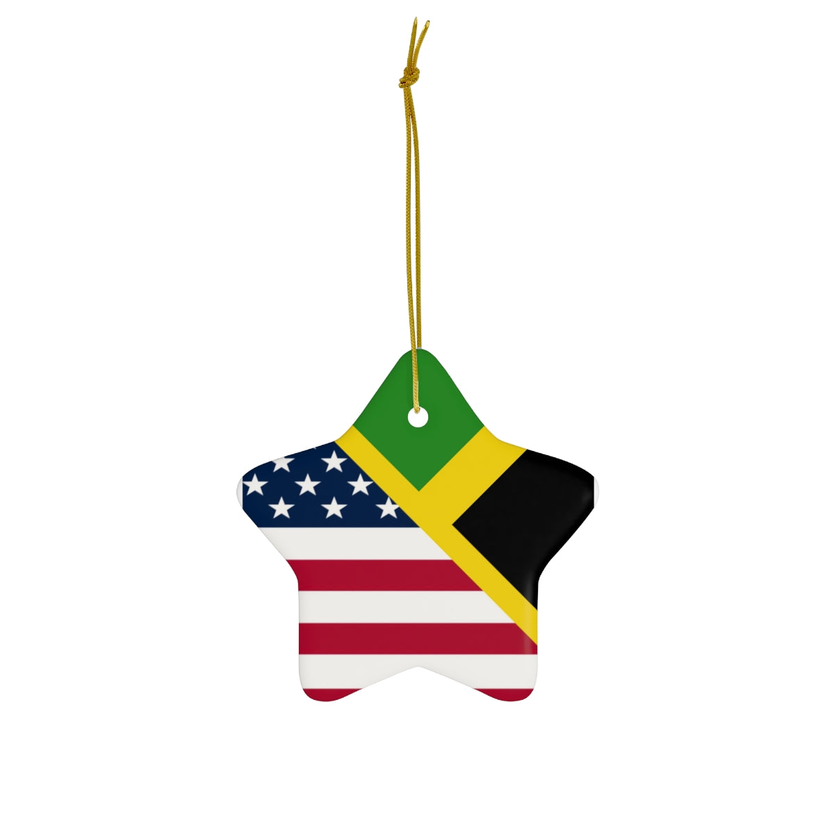 Jamaica American Flag Ceramic Ornaments | Jamaican USA Holiday Christmas Tree