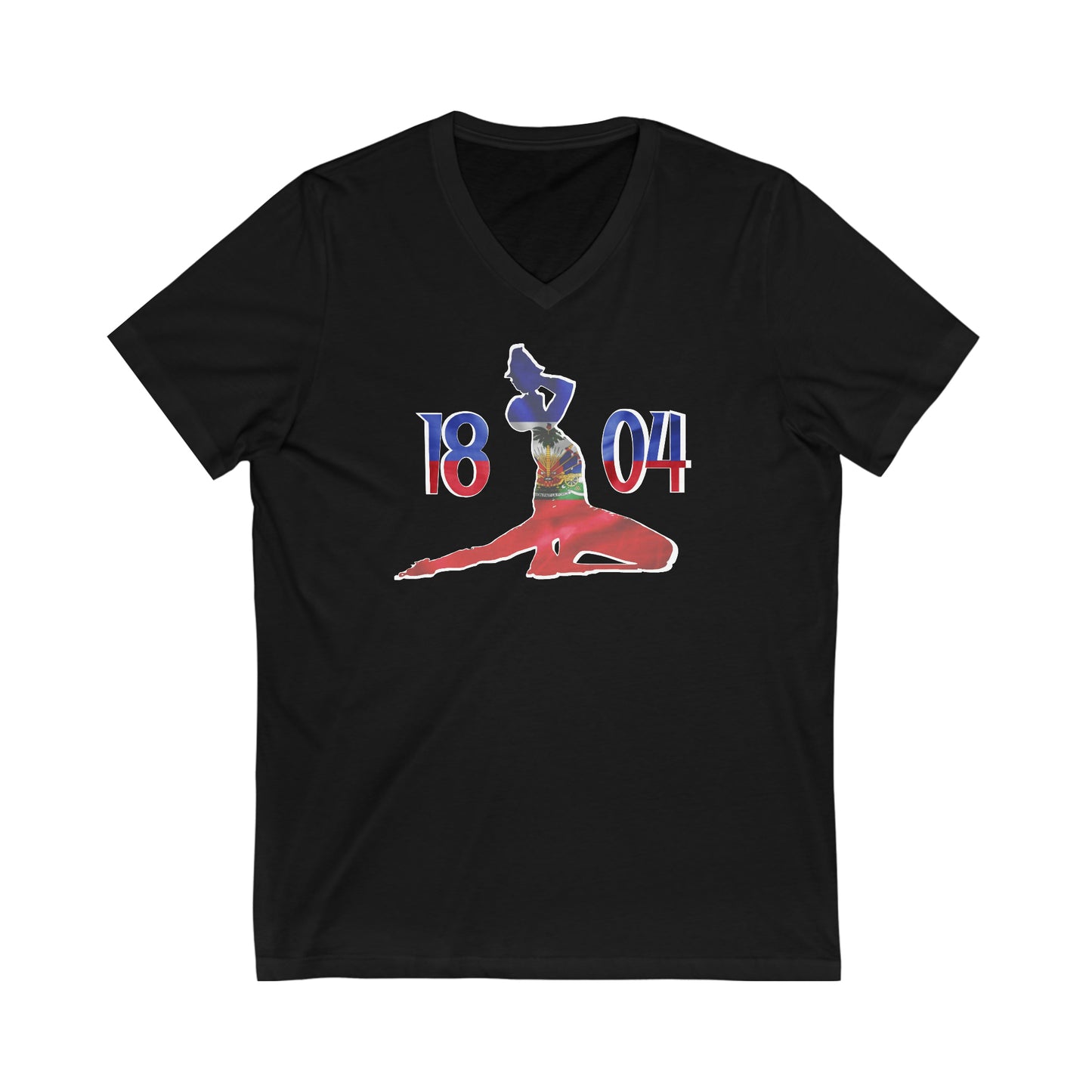 Haitian Flag 1804 Neg Mawon | Haitian Independence New Marron V-Neck T-Shirt | Unisex Vee Shirt