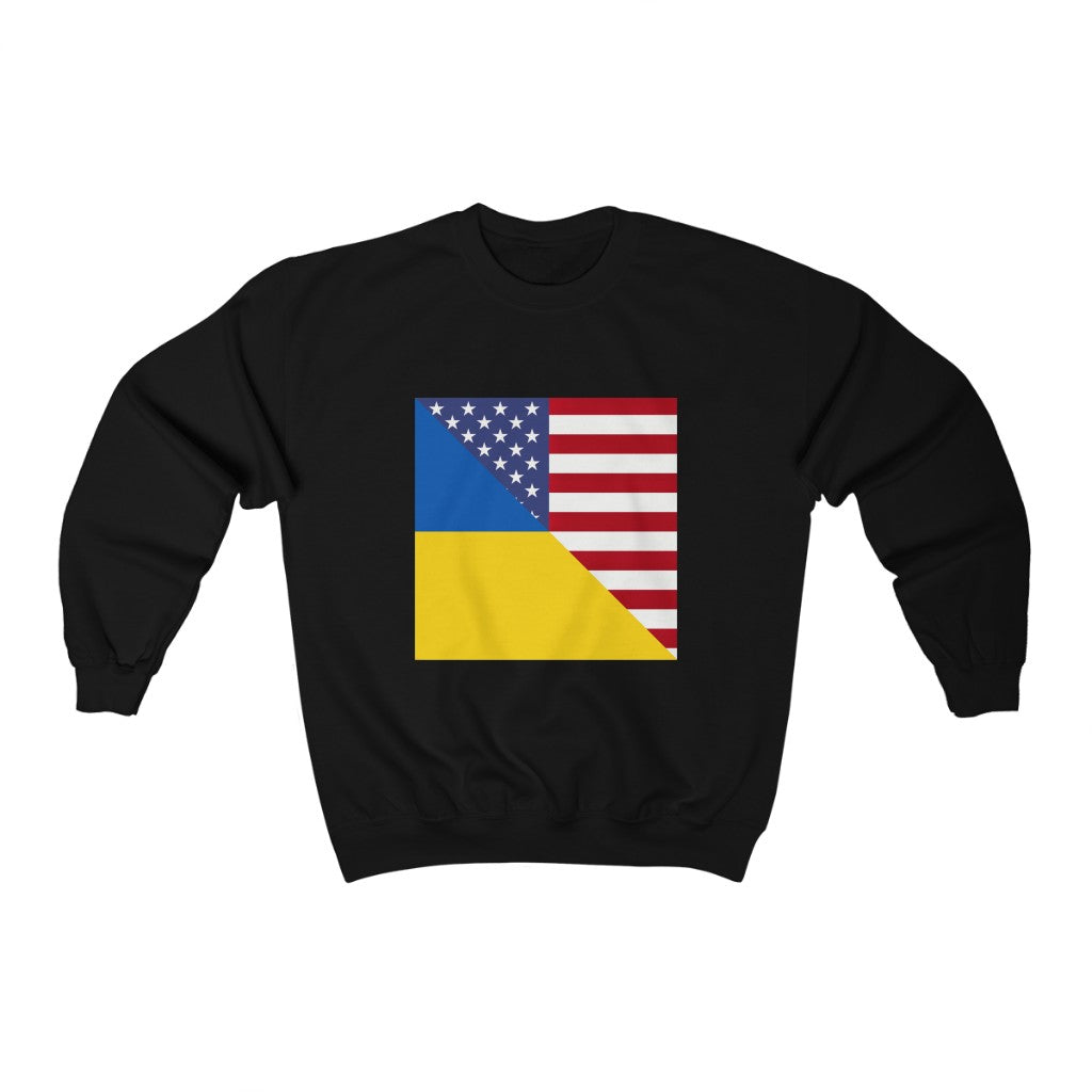 Ukrainian-American Flag Crewneck Sweatshirt | Ukraine USA