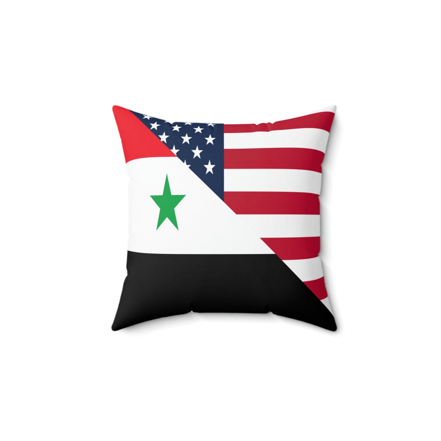 Syrian American Flag Half Syria USA Spun Polyester Square Pillow