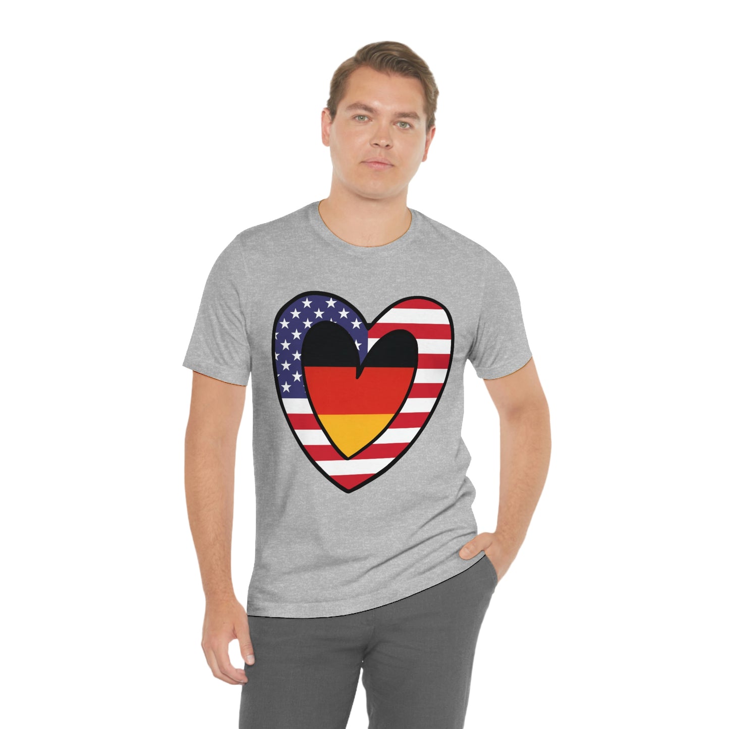 German American Heart Valentines Day Gift Tee Shirt | Half Germany USA Flag T-Shirt