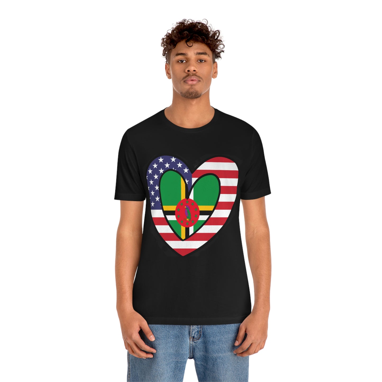 Dominican American Heart Valentines Day Gift Tee Shirt | Half Dominica USA Flag T-Shirt