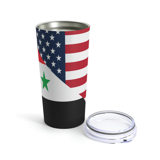 Syrian American Flag Half Syria USA Tumbler 20oz Beverage Container