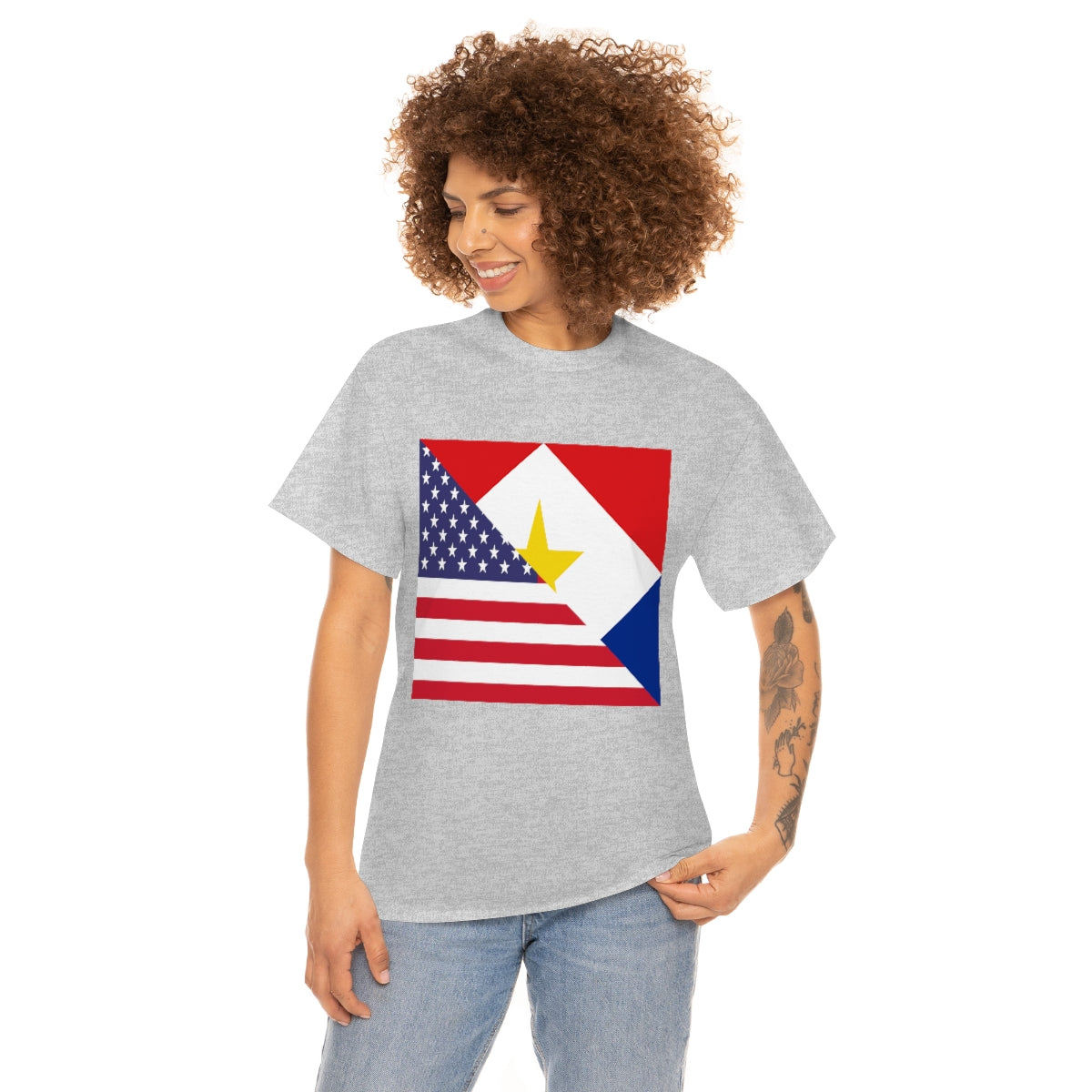 Saba American Flag Half Sabaean USA T-Shirt | Unisex Tee Shirt