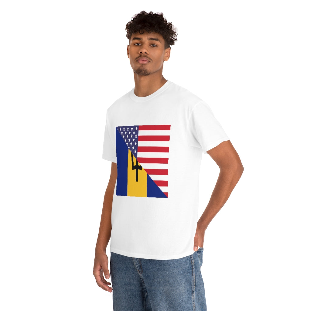 Bajan American Flag Tee Shirt | Barbados USA Tshirt