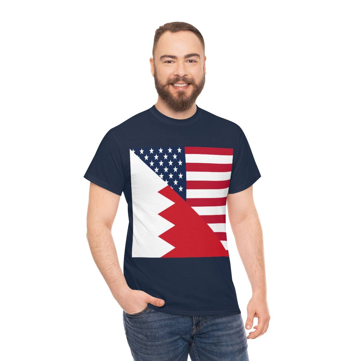 Bahrain American Flag Half Bahraini USA T-Shirt | Unisex Tee Shirt