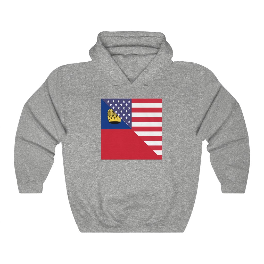 Liechtenstein American Flag Hoodie  | Unisex Half USA Pullover