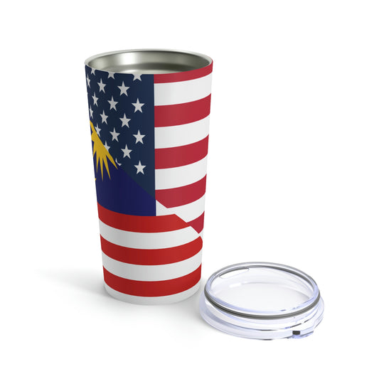 Malaysia American Flag Half Malaysian USA  Tumbler 20oz Beverage Container