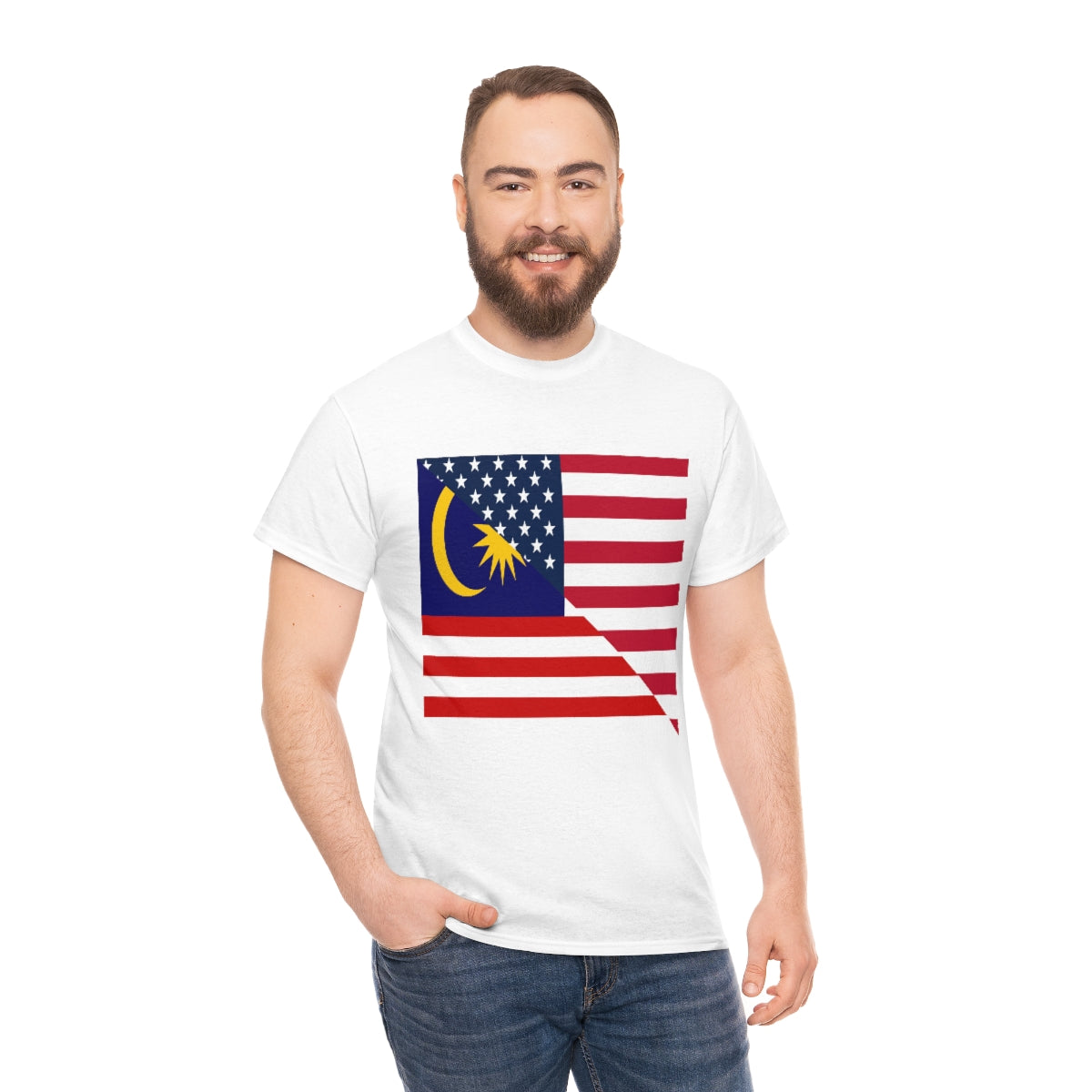 Malaysia American Flag Half Malaysian USA  T-Shirt | Unisex Tee Shirt