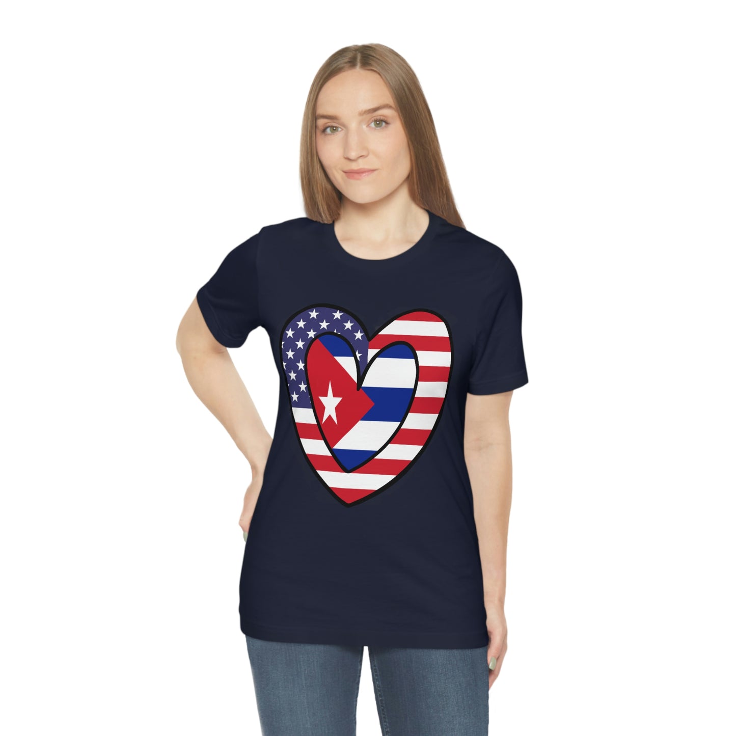 Cuban American Heart Valentines Day Gift Tee Shirt | Half Cuba USA Flag T-Shirt