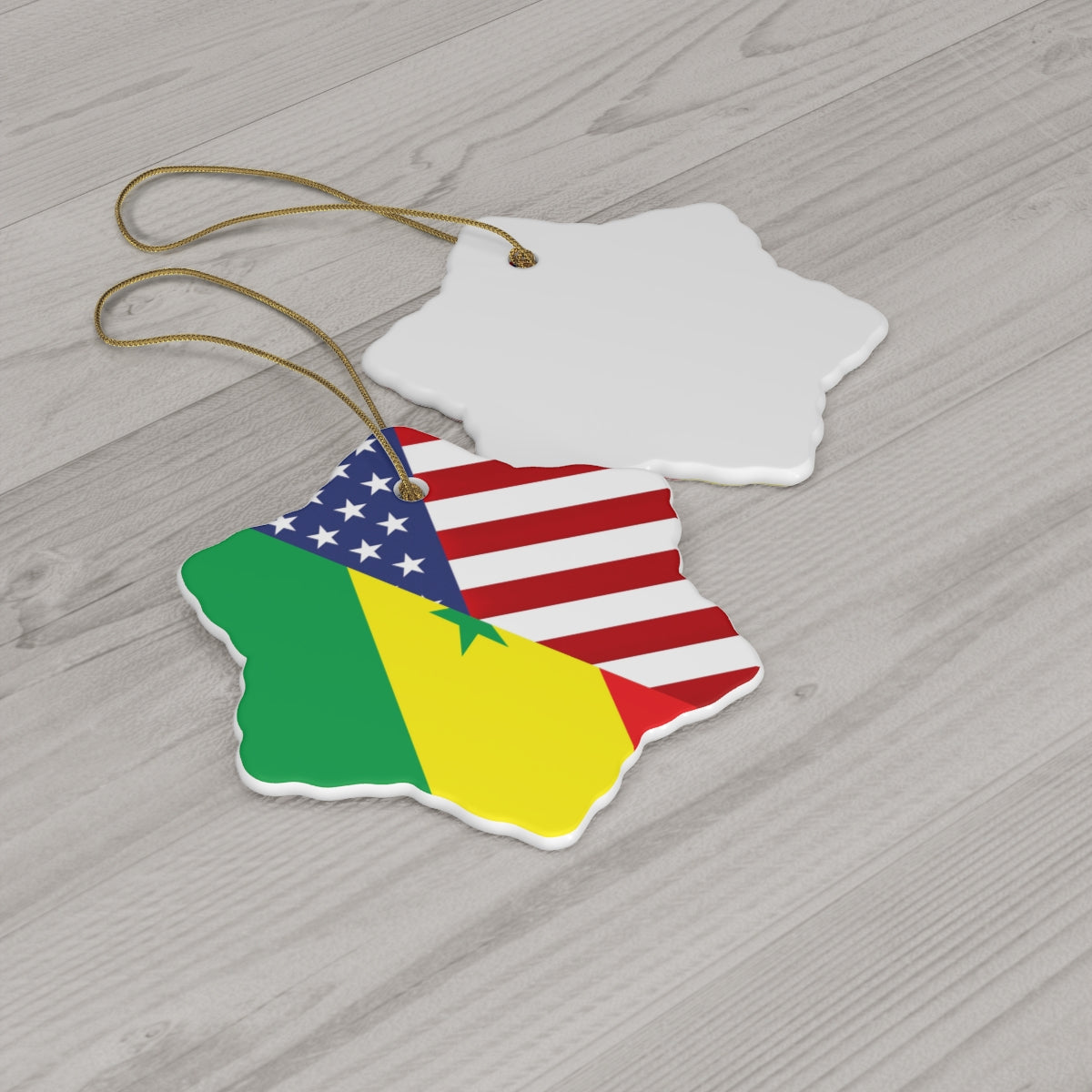 Senegal American Flag Ceramic Ornament | Senegalese USA Christmas Tree