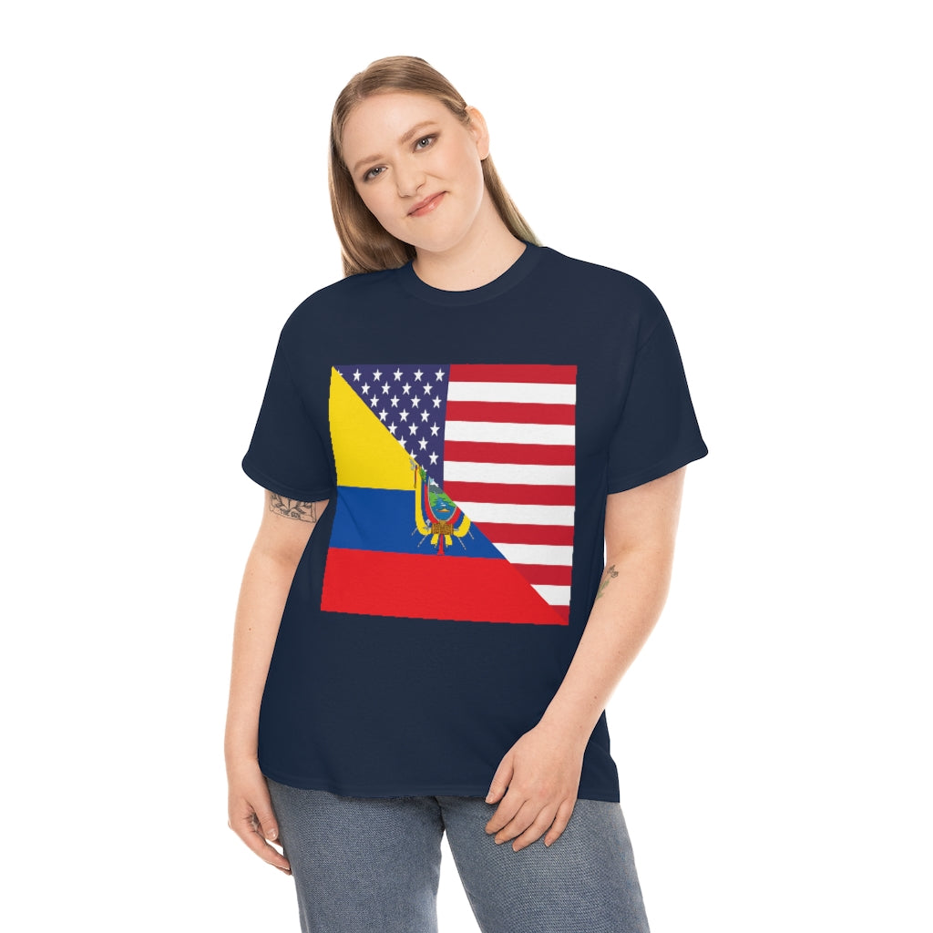 Ecuadorian American Flag Tee Shirt | Unisex Ecuador USA Tshirt