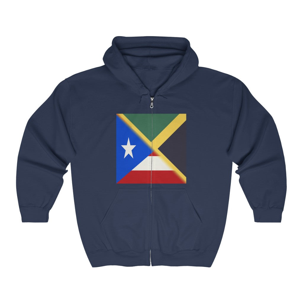 Jamaica Puerto Rico Flag | Jamaican PR Flag Zip Hoodie | Hooded Sweatshirt