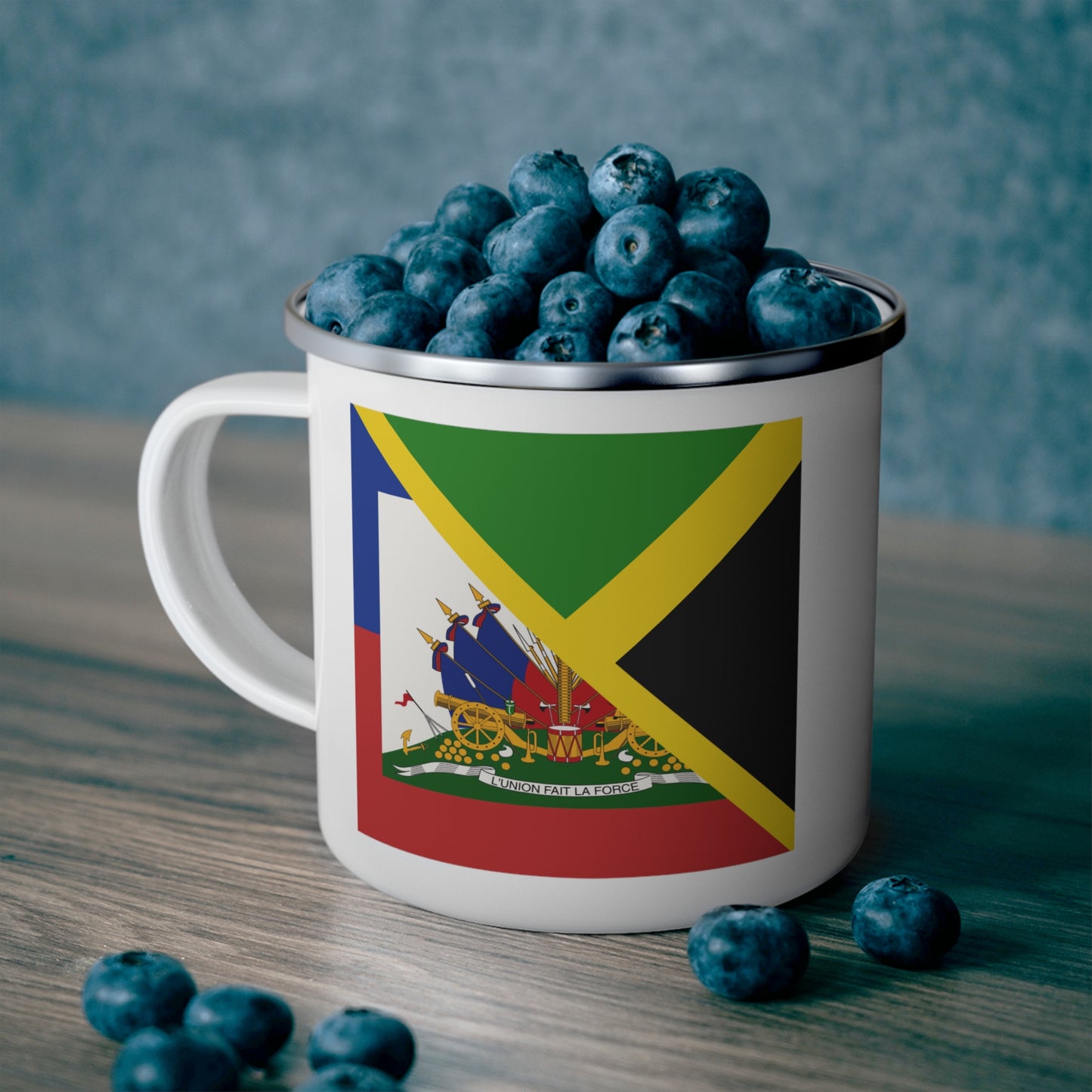 Haitian Jamaican Flag | Half Jamaica Haiti 12oz Enamel Mug