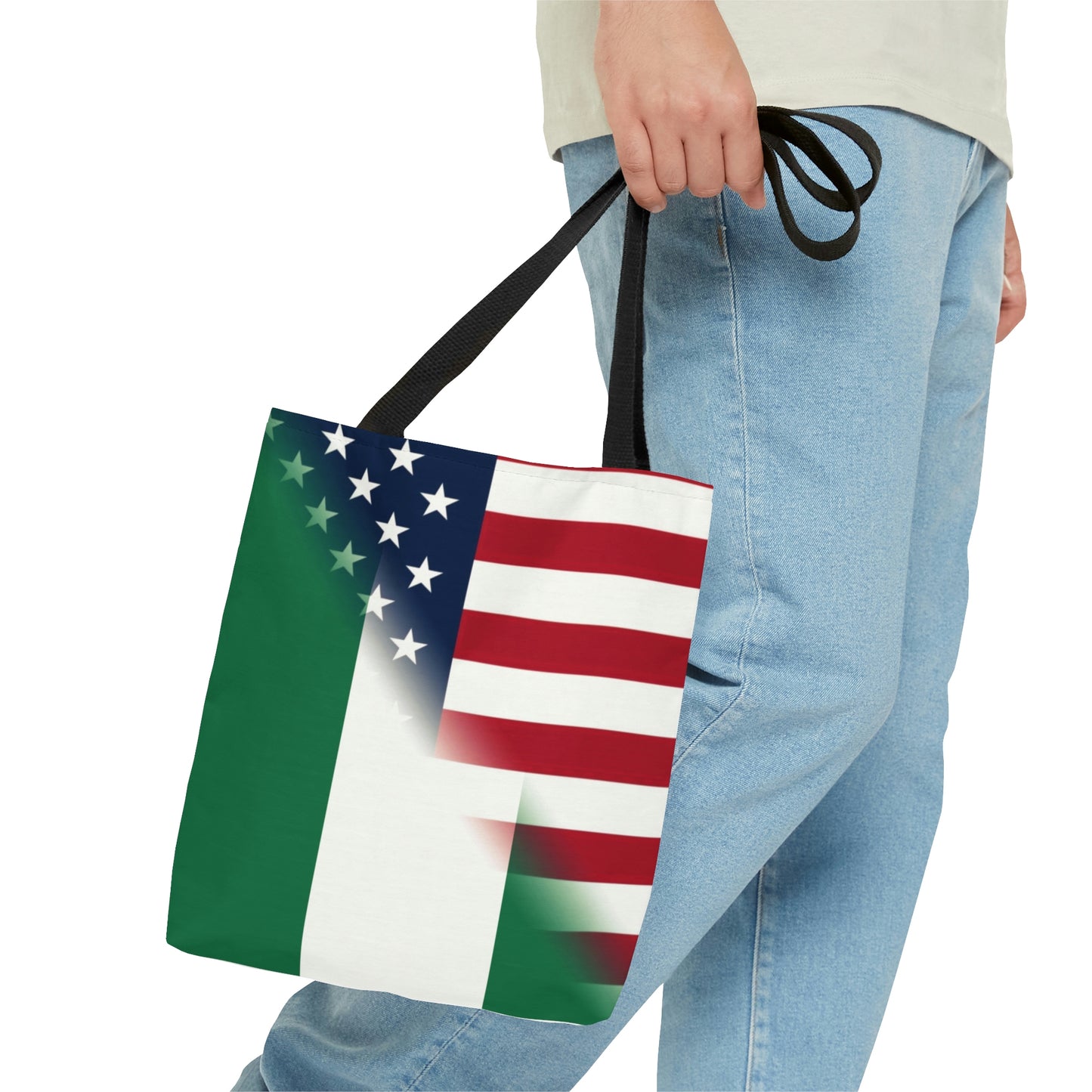 Nigeria America Flag | United States Half Nigerian Tote Bag | Shoulder Bag