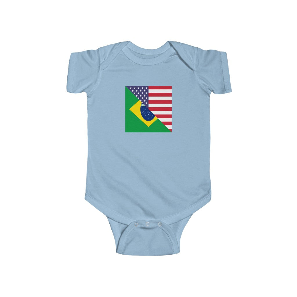 Brazilian American Flag Baby Bodysuit | Brazil USA Newborn Boy Girl