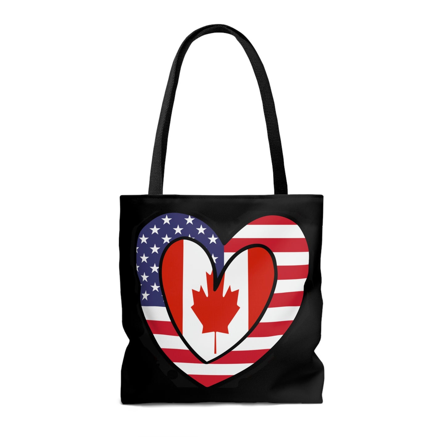 Canadian American Heart Valentines Day Gift Half Canada USA Flag Tote Bag | Shoulder Bag