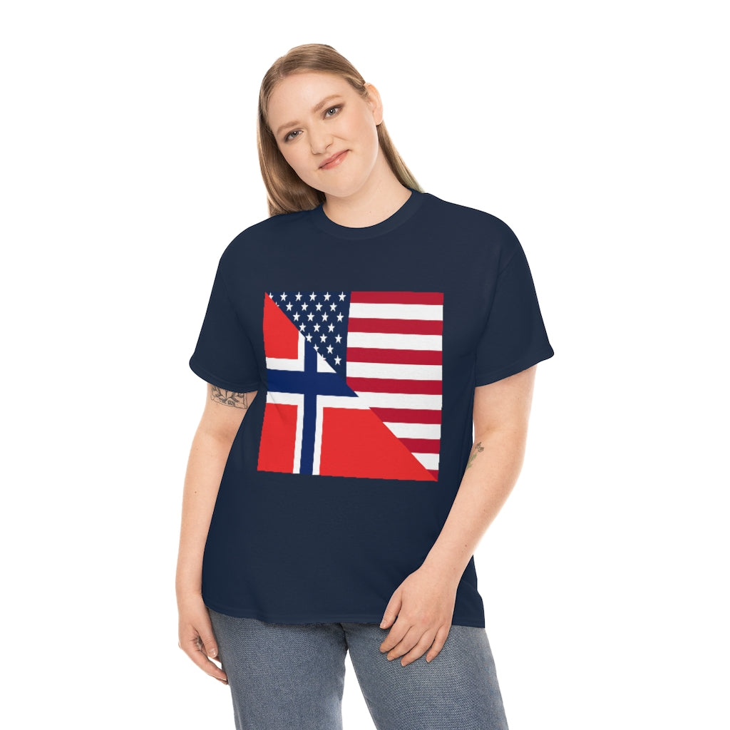 Norwegian American Flag Tee Shirt | Unisex Norway USA Tshirt