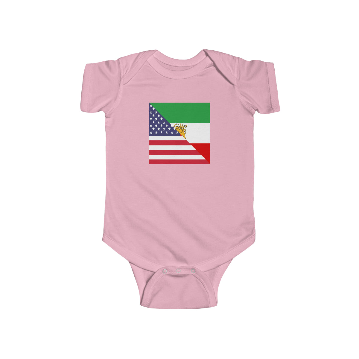 Old Iranian American Flag Baby Bodysuit | Unisex Iran USA Newborn Boy Girl