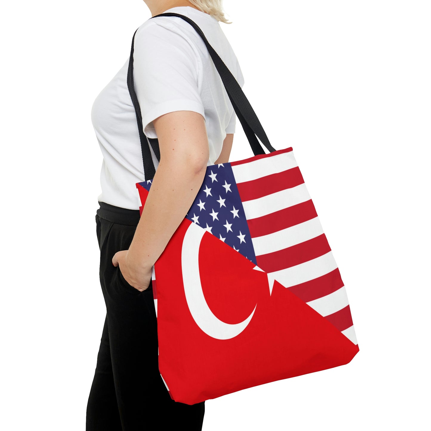 Turkey American Flag Half Turkish USA Tote Bag | Shoulder Bag