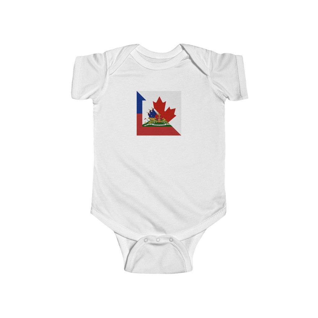 Half Haitian Canadian Flag Baby Bodysuit | Haiti Canada Clothes