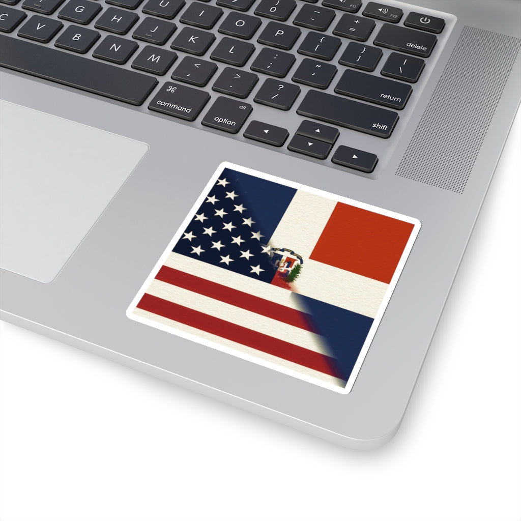 Half Dominican Republic American Flag Sticker