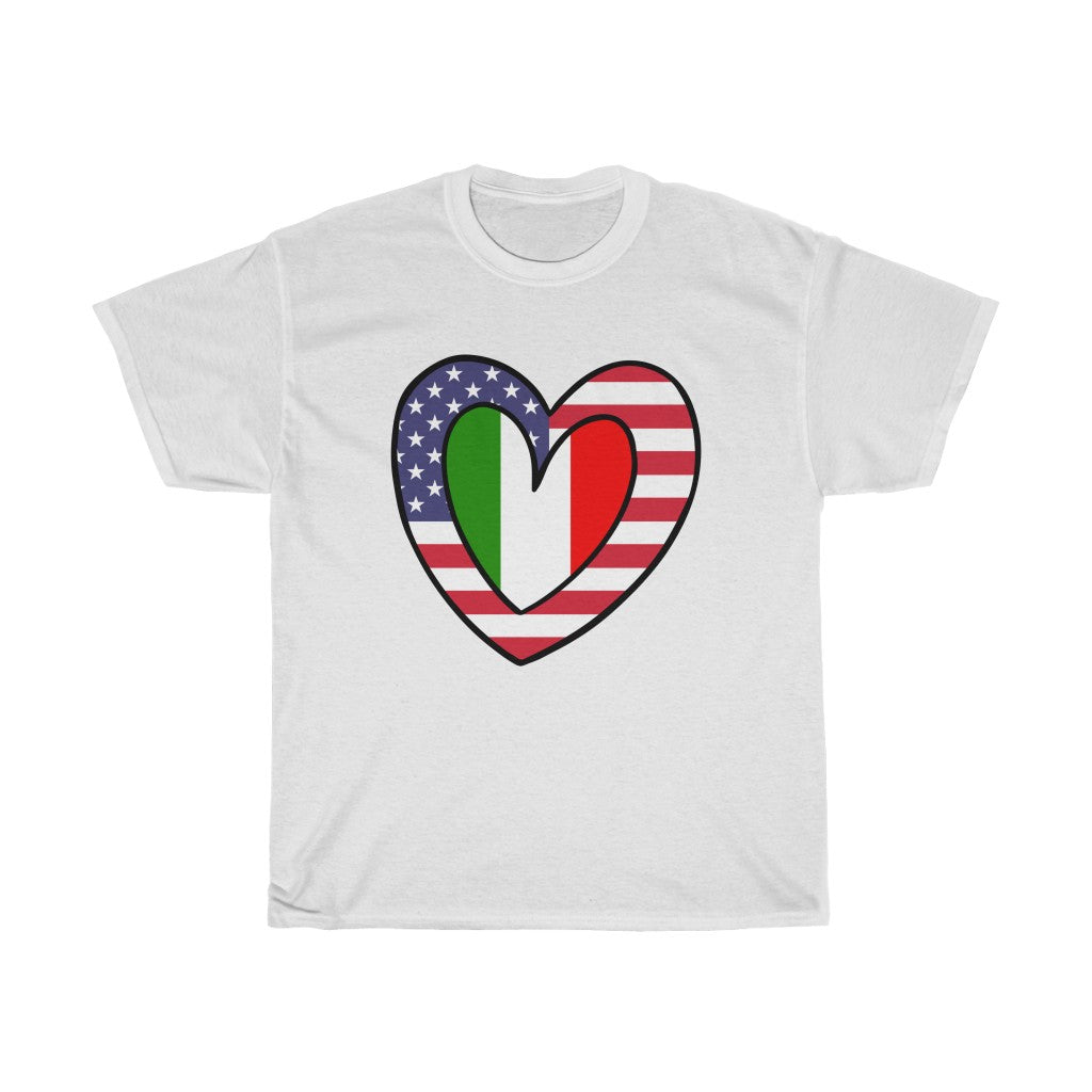 American Italian Flag Inner Heart Tee | Unisex Italy USA Shirt