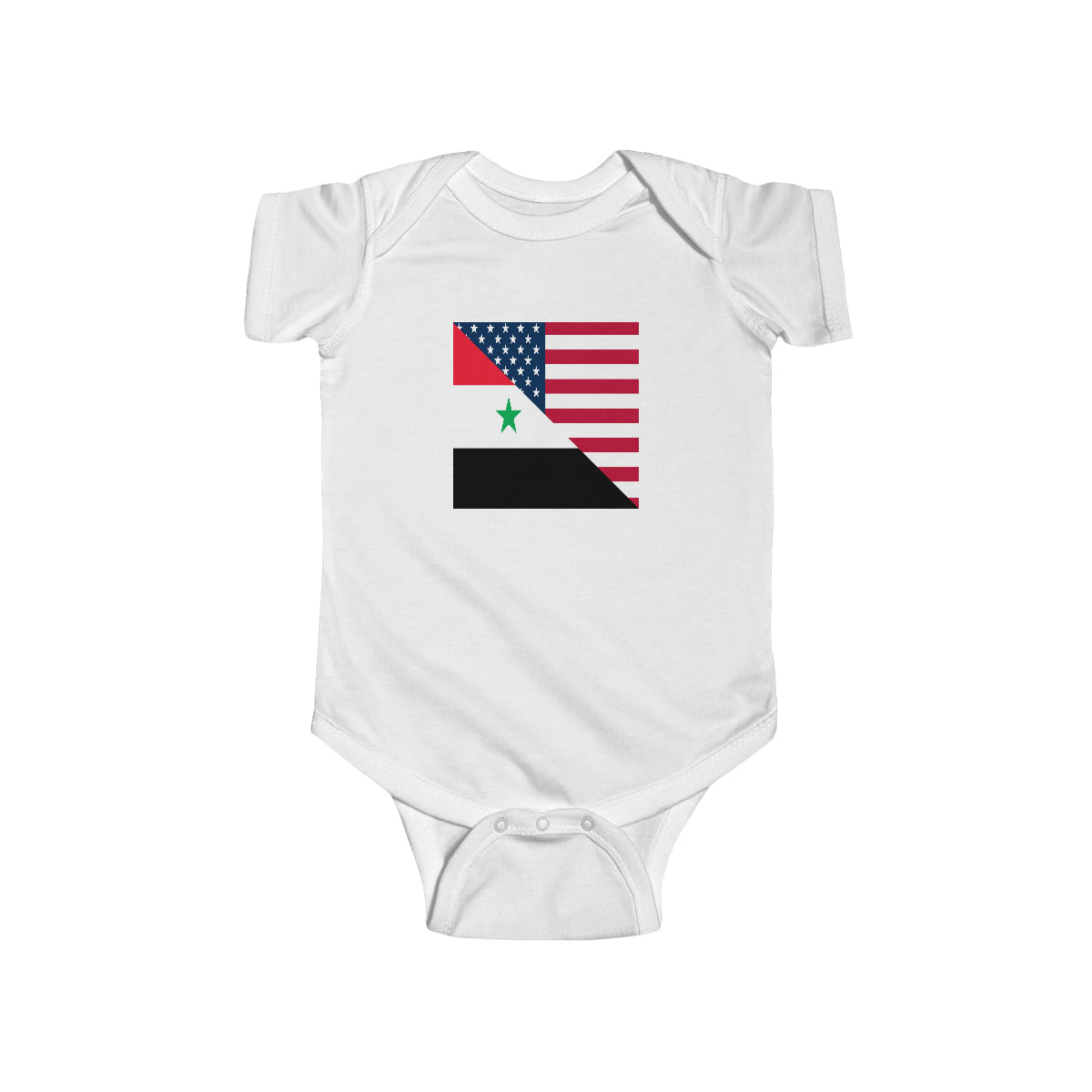 Syrian American Flag Half Syria USA Baby Bodysuit | Newborn Boy Girl