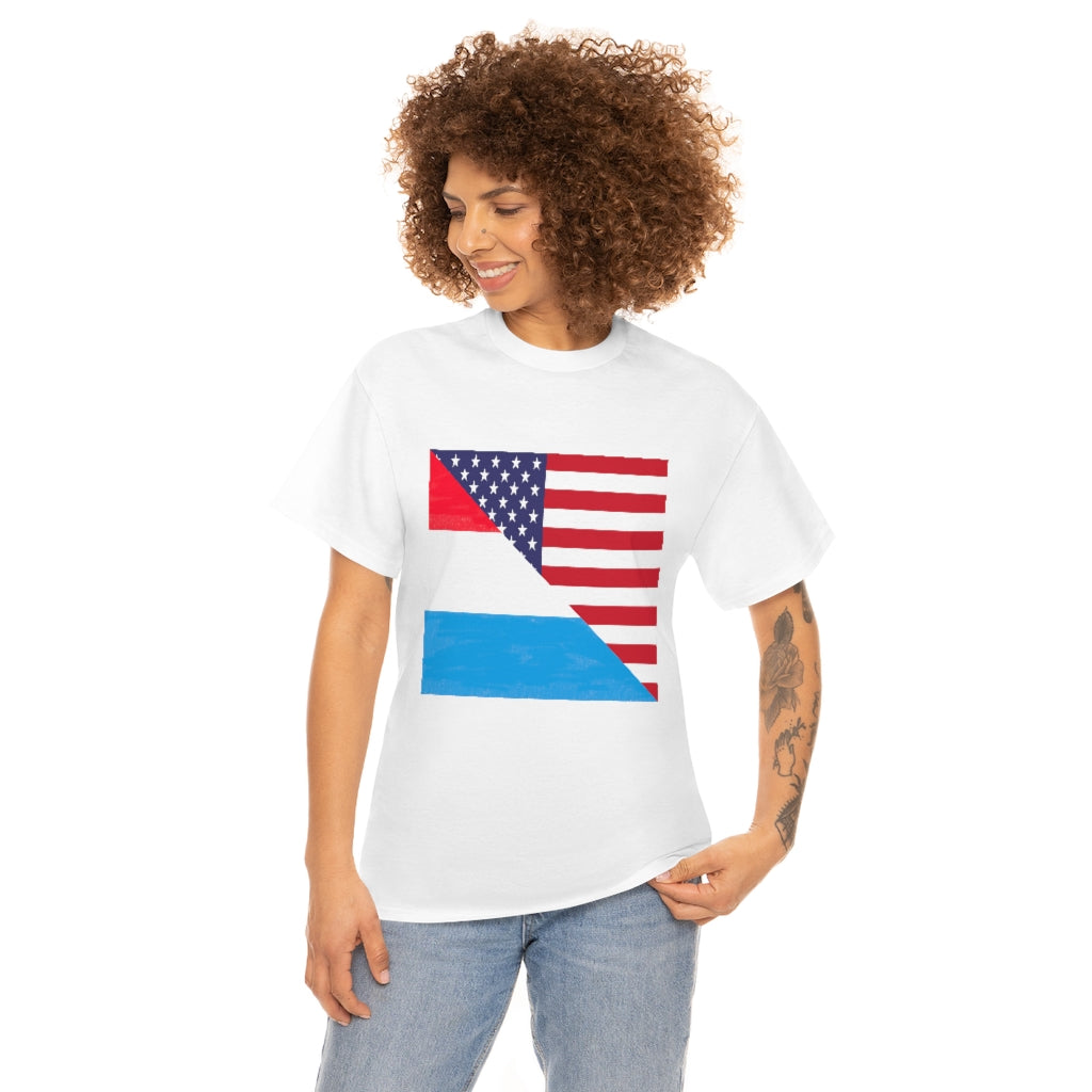 Luxembourg American Flag Unisex Tee Shirt | Luxembourger Tshirt