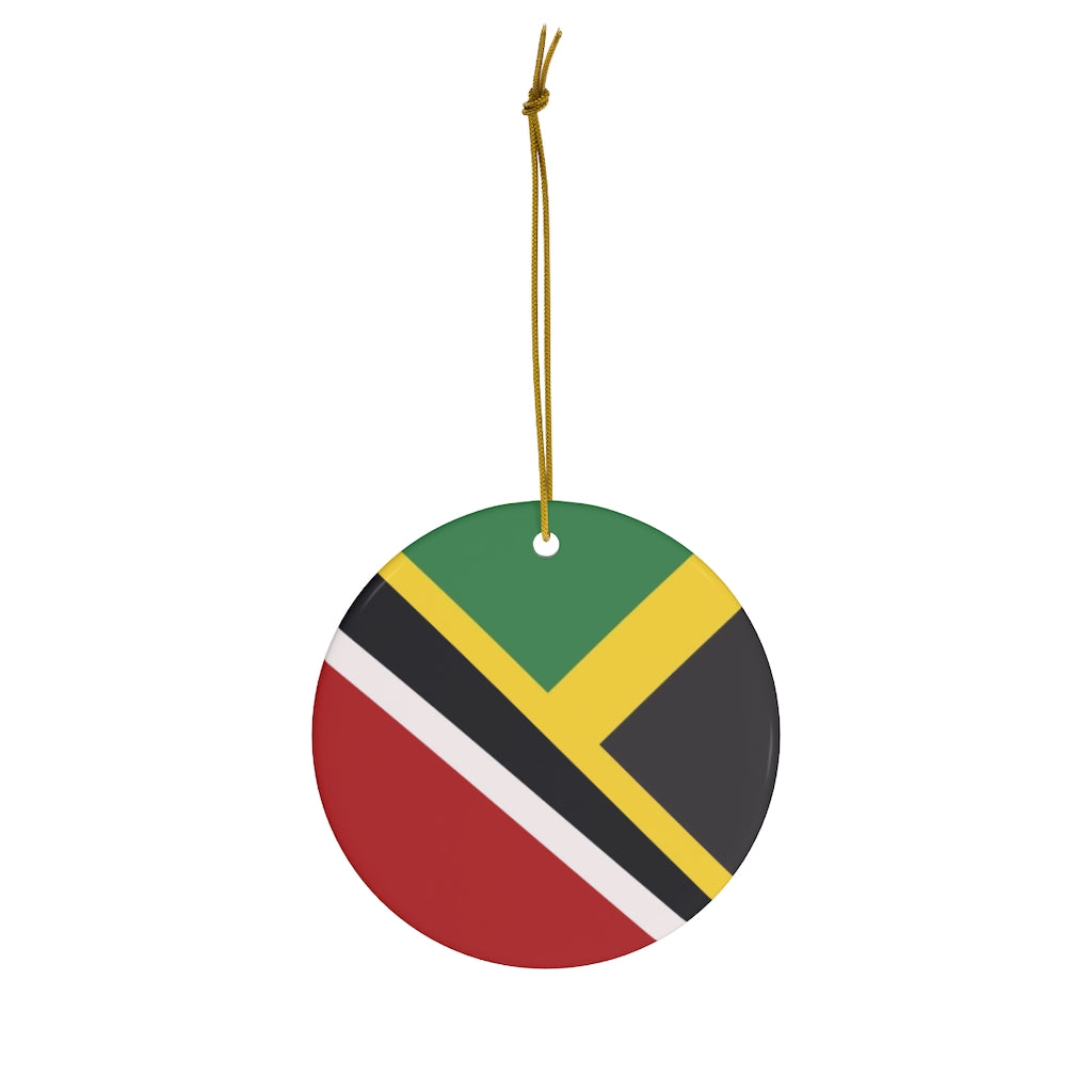 Half Trini Jamaican Flag Ceramic Ornaments | Trinidad Jamaica Christmas Tree