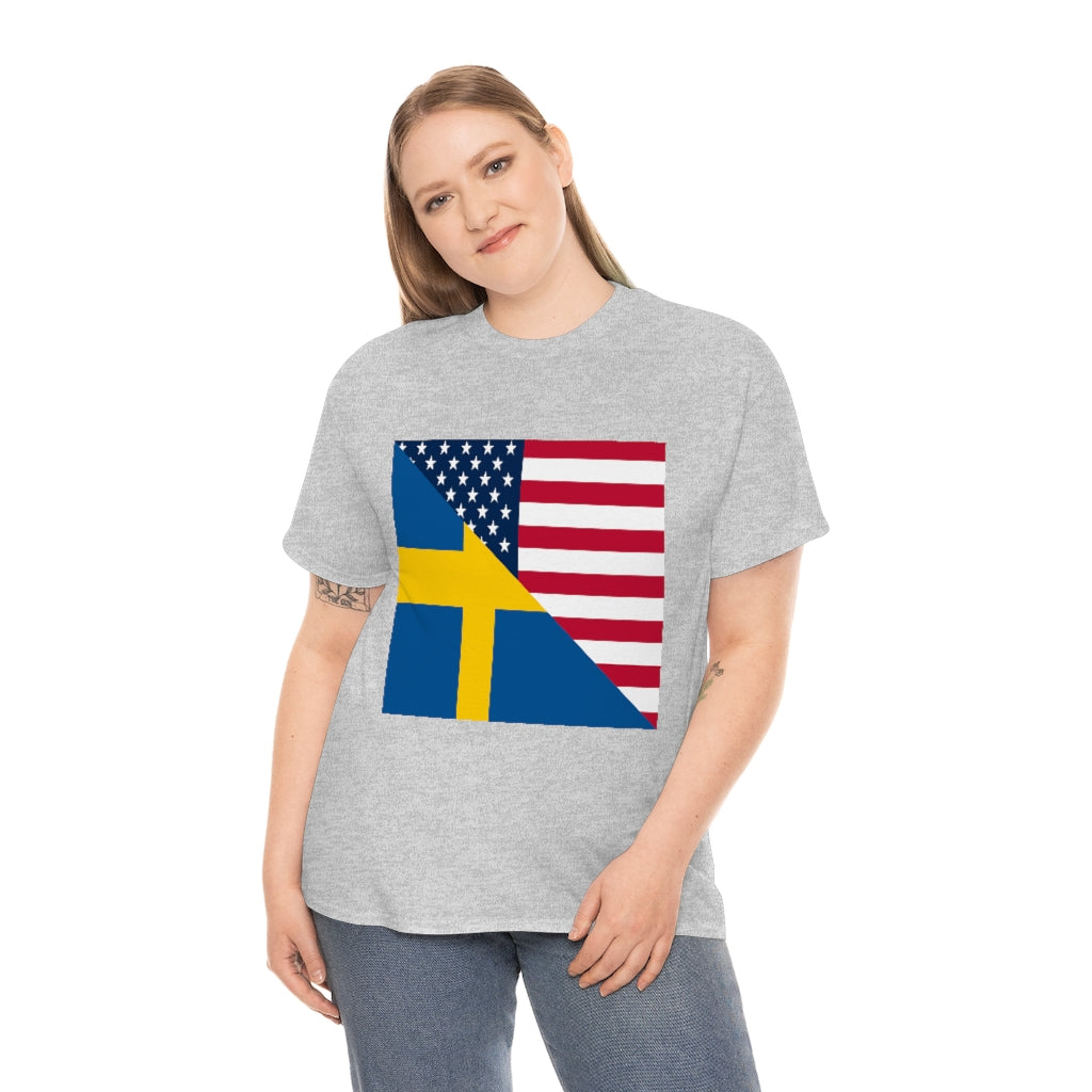 Swedish American Flag Tee Shirt | Unisex Sweden USA Tshirt