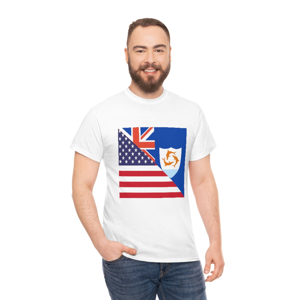 Anguillan American Flag Tee Shirt | Anguilla USA Tshirt