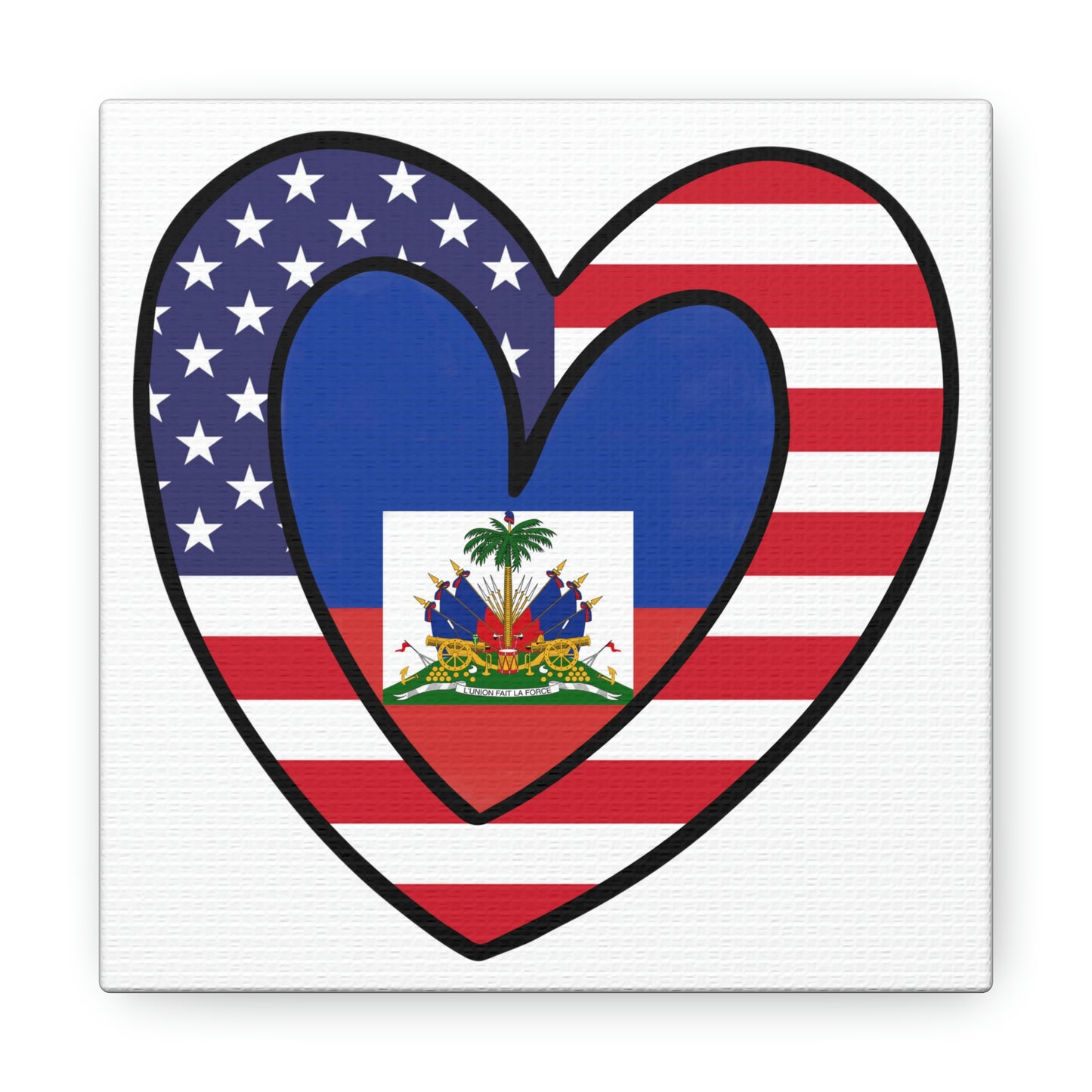 American Haitian Flag Inner Heart USA Haiti Canvas Gallery Wraps | Wall Art