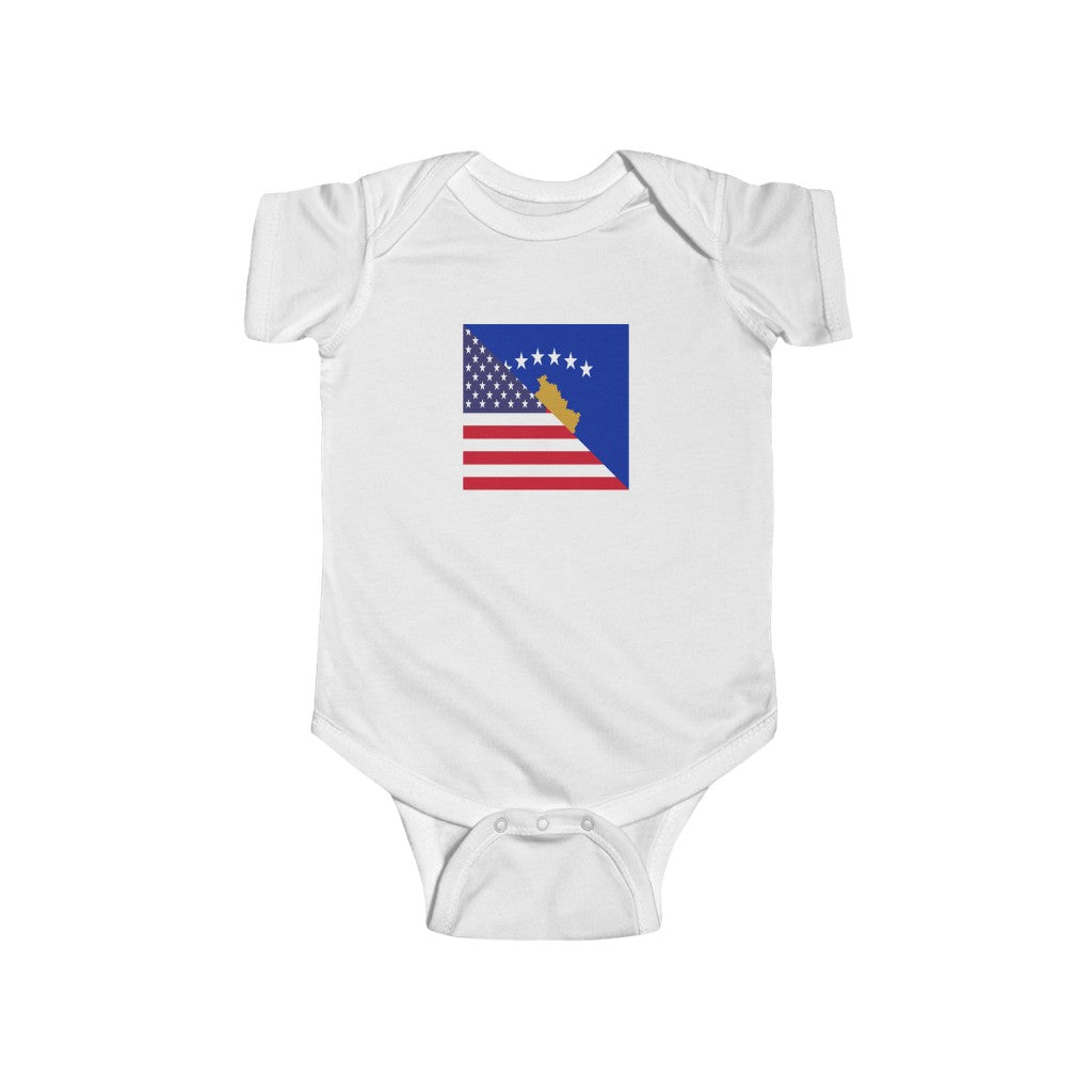 Kosovar American Flag Baby Bodysuit | Unisex Kosovo USA Newborn Clothes