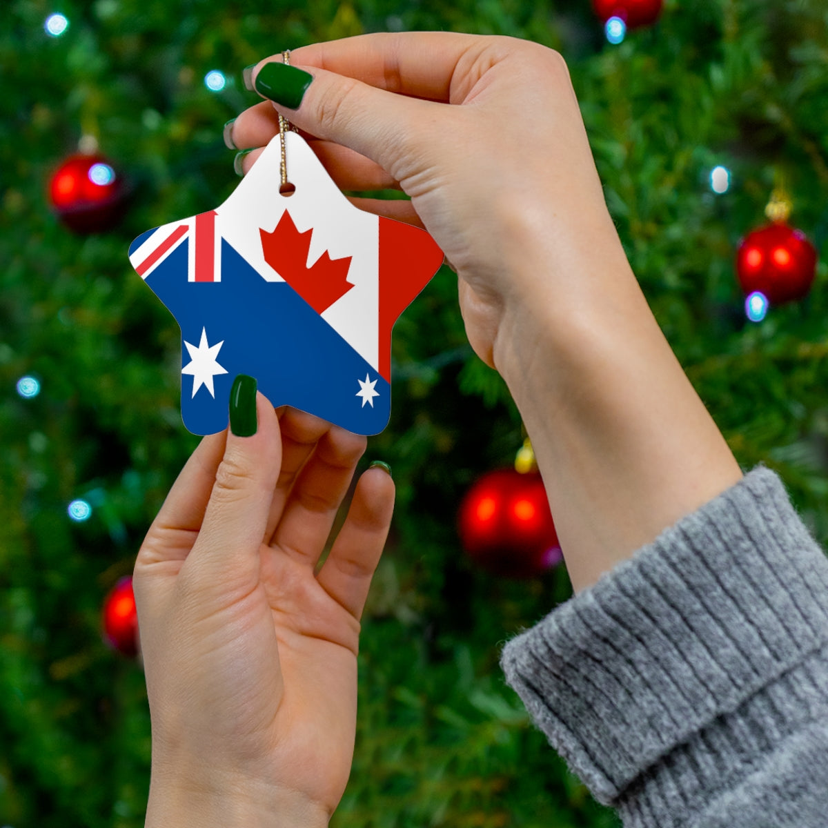 Australian Canadian Flag Ceramic Ornaments | Australia Canada Holiday Christmas Tree