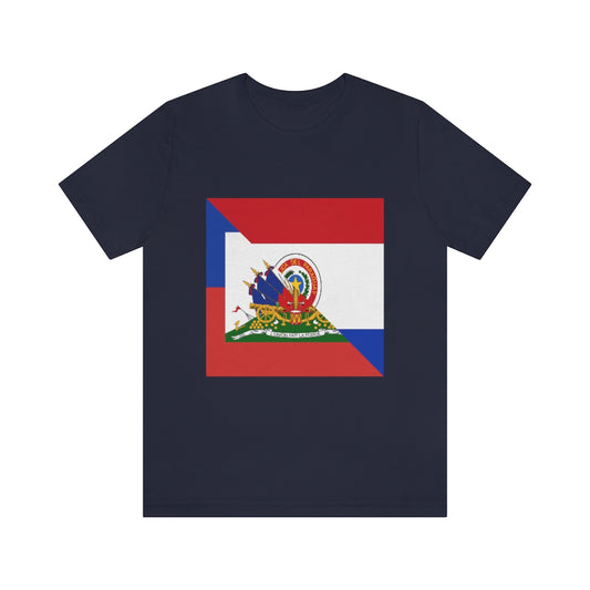 Half Haitian Paraguayan Flag Tee | Haiti Paraguay Men Women Shirt