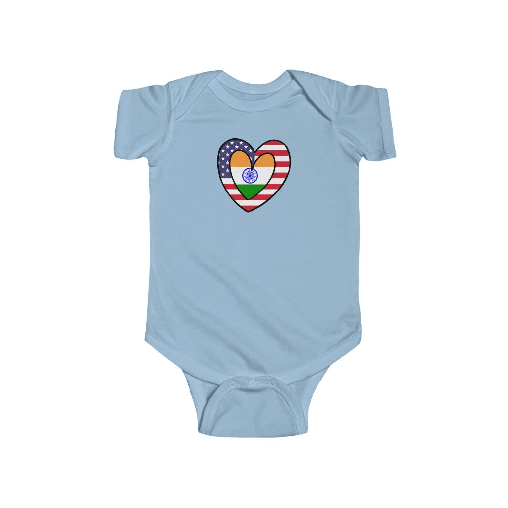 Baby India American Asian Flag Inner Heart Bodysuit | Unisex Indian