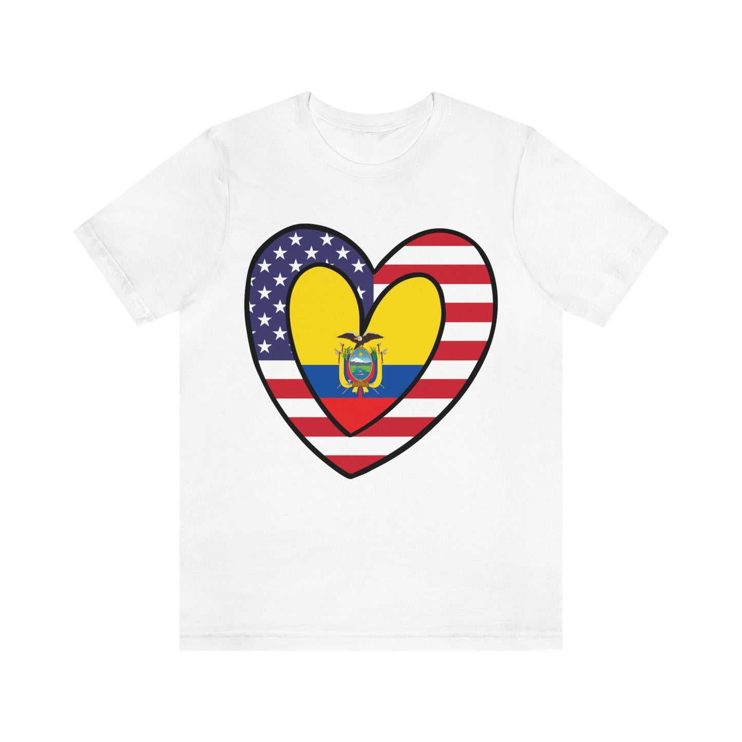 Ecuadorian American Heart Valentines Day Gift Tee Shirt | Half Ecuador USA Flag T-Shirt